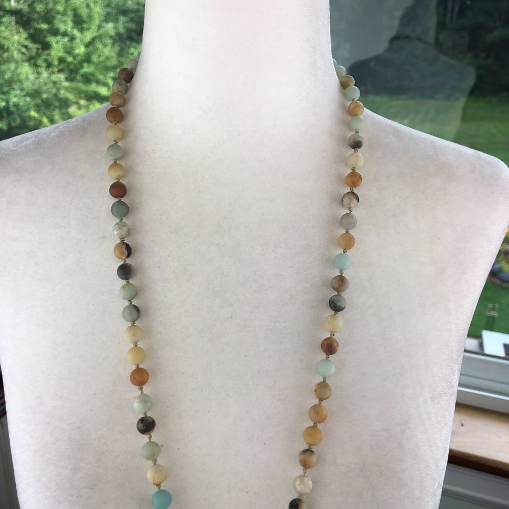 Amazonite Mala Bead Necklace Yogi Boho Wellness Meditation Healing Spiritual - Picture 3 of 10